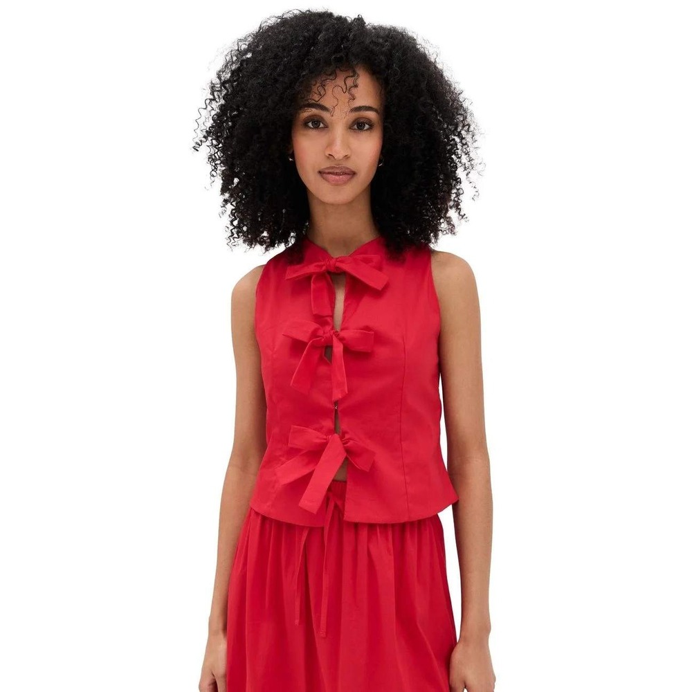 The Lulo Project The Cliff Top Bow Front Vest Coquette Holiday Girly Romantic